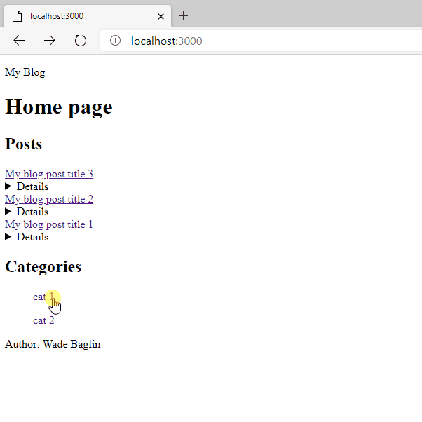demo of showing blog posts within a category